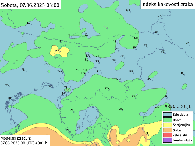 Napoved indeksa kakovosti zraka - animacija