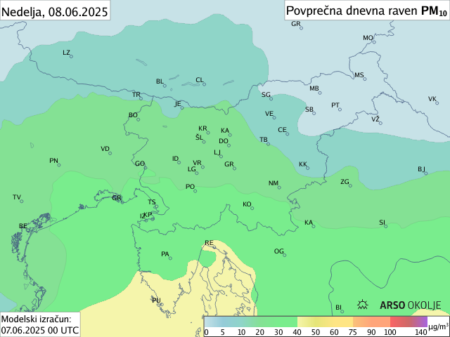 Napoved PM10 za jutri