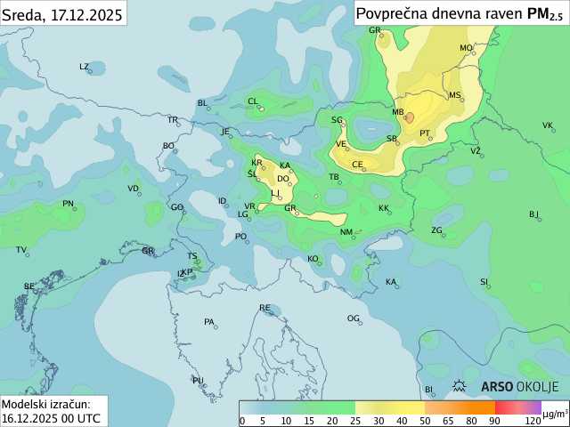 Napoved PM2,5 za jutri